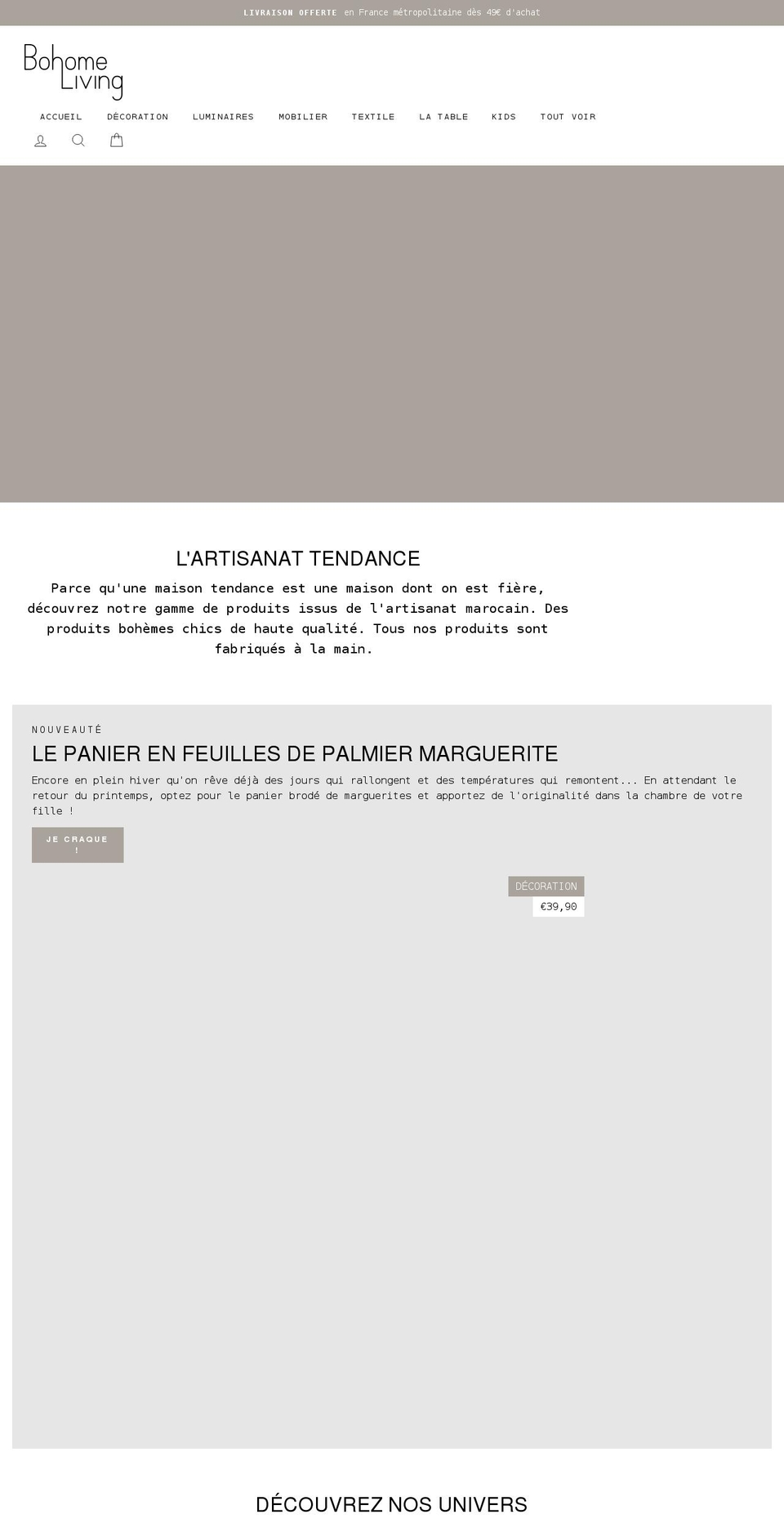 bohomeliving.com shopify website screenshot