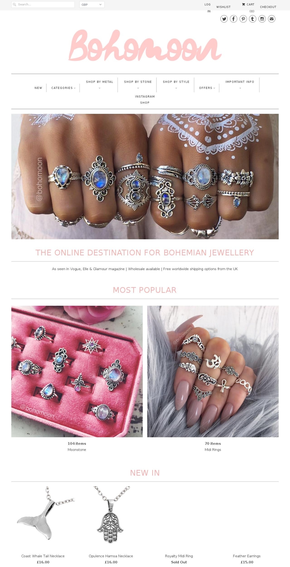 bohomoon.com shopify website screenshot