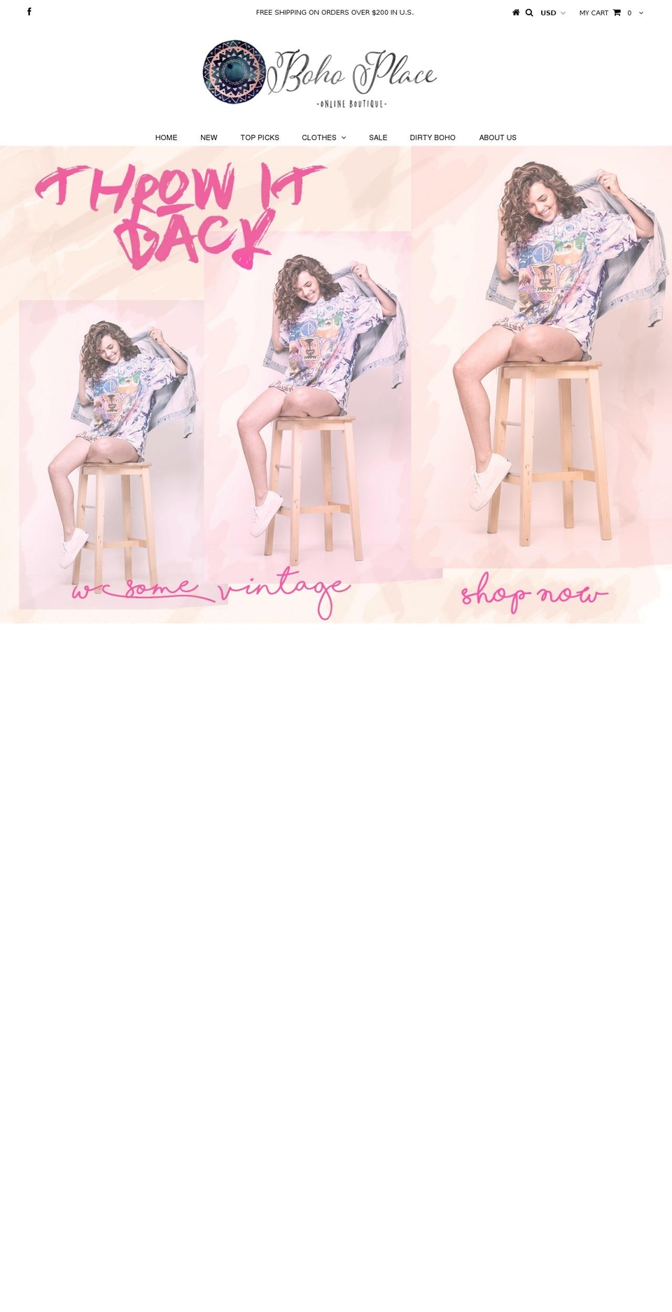 bohoplace.com shopify website screenshot