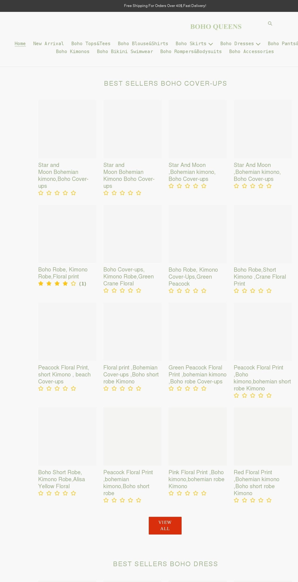 bohoqueensfree.com shopify website screenshot