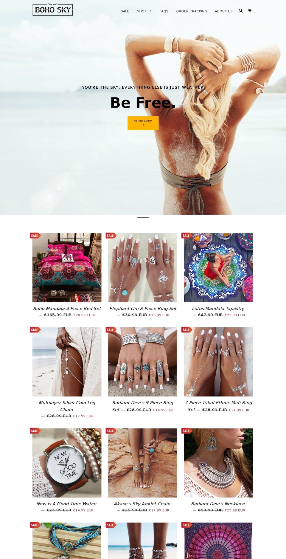 bohosky.com shopify website screenshot