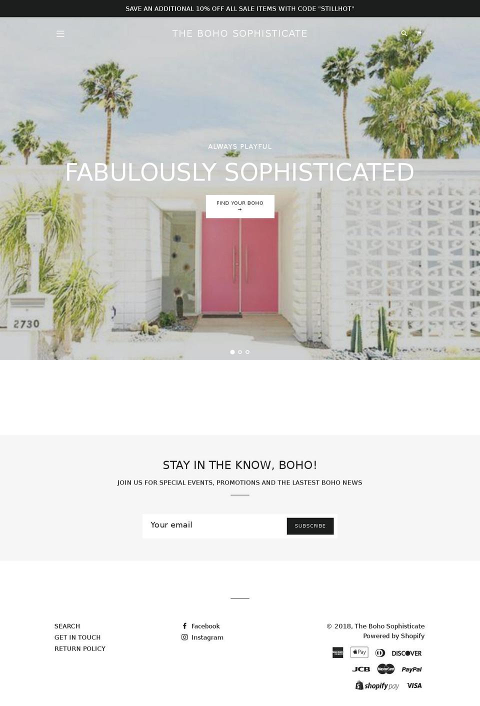 bohosophisticate.com — Shopify storefront screenshot