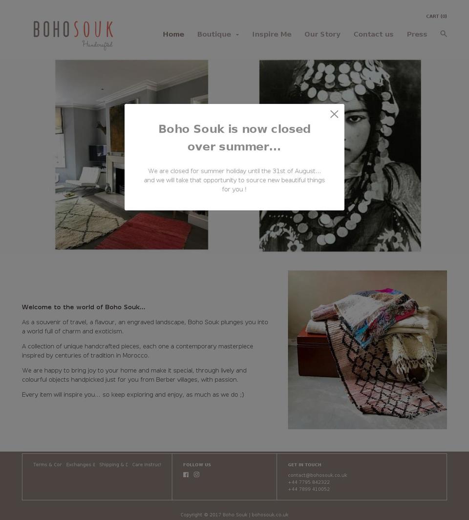 bohosouk.co.uk shopify website screenshot