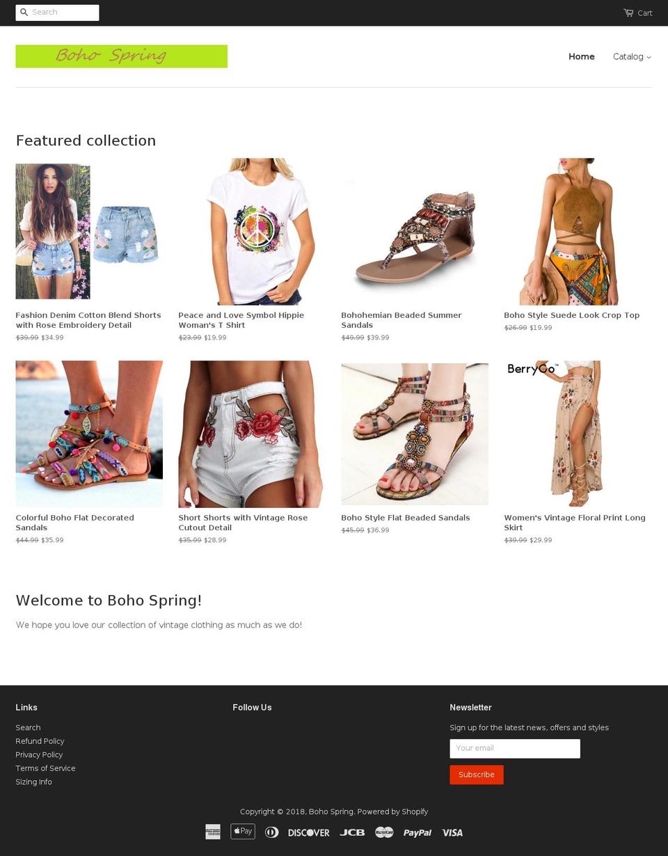 bohospring.com — Shopify storefront screenshot