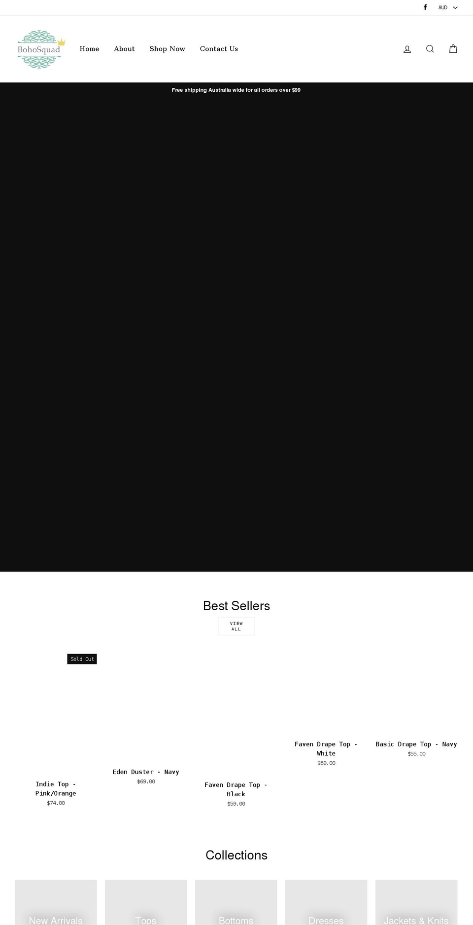 bohosquad.com.au shopify website screenshot