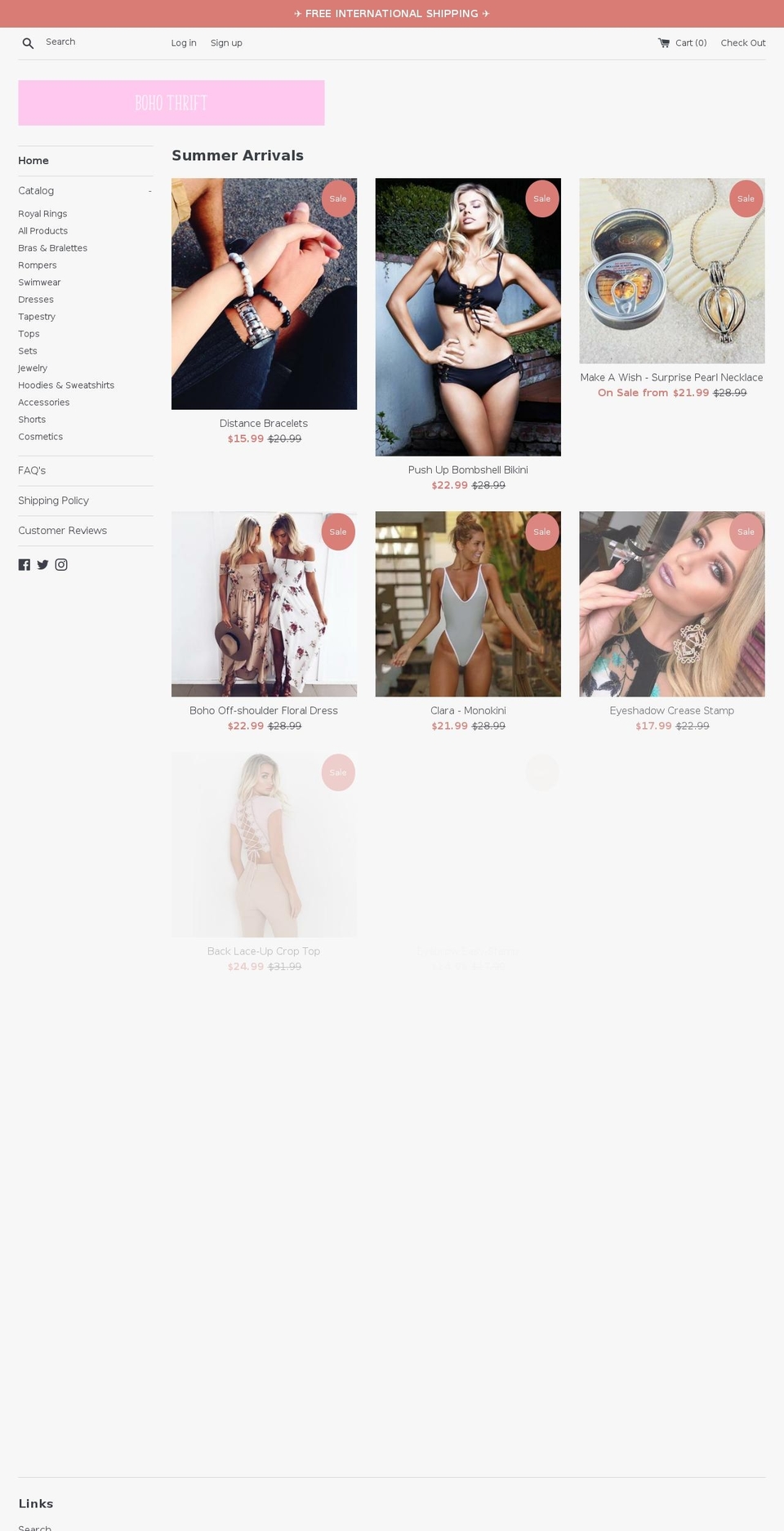 bohothrift.com shopify website screenshot