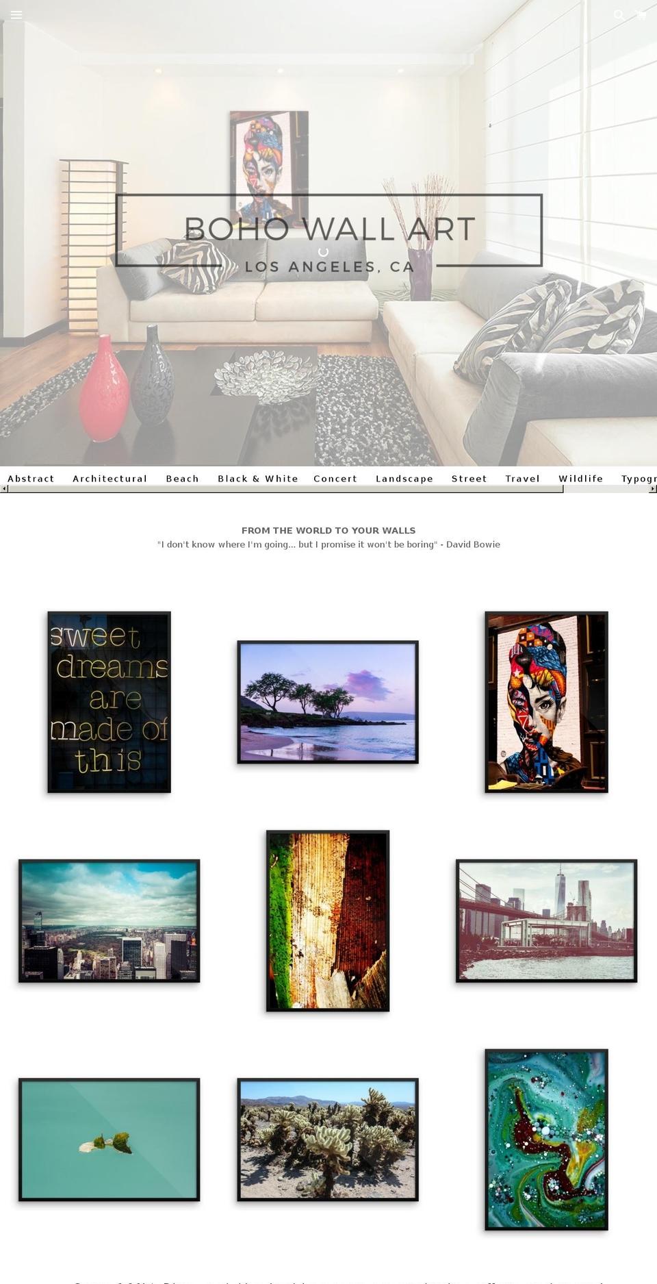 bohowallart.com shopify website screenshot