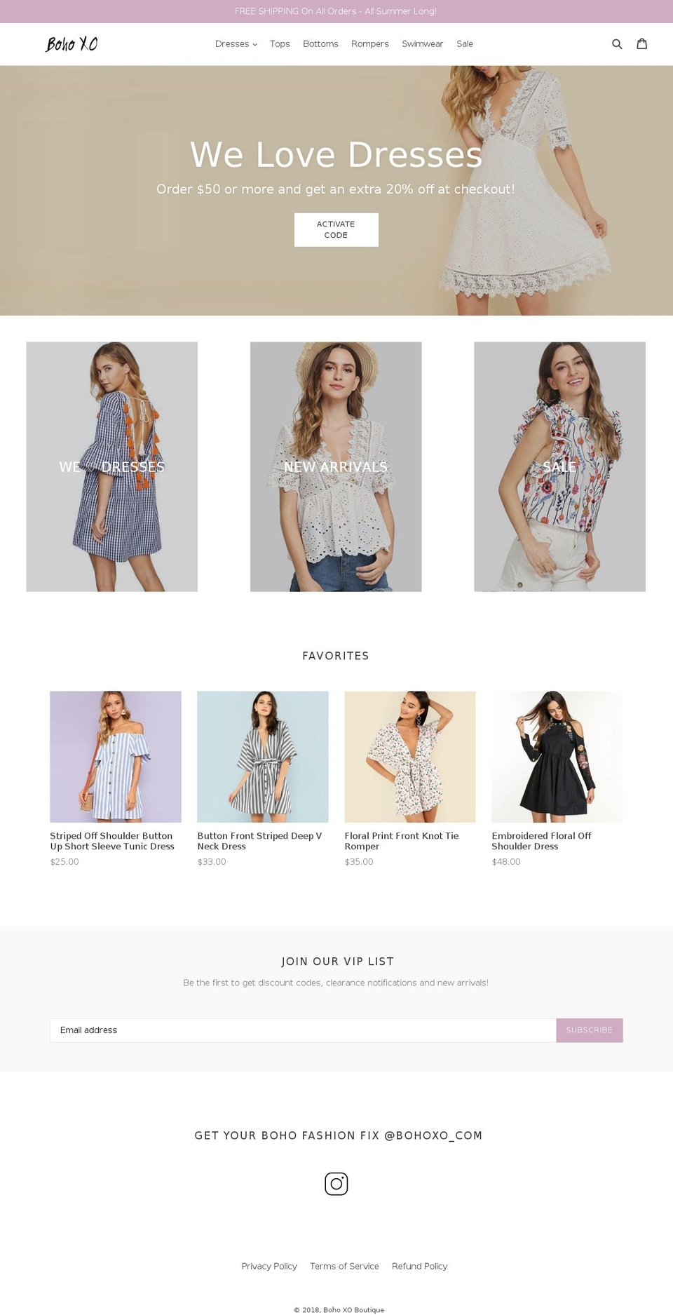 bohoxo.com — Shopify storefront screenshot