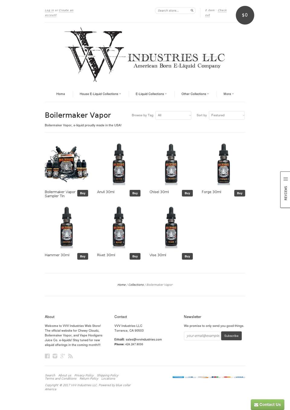 boilermakervapor.com shopify website screenshot