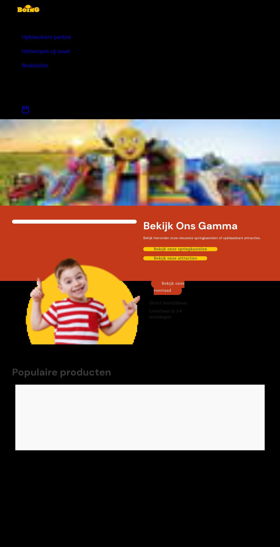 boing-inflatables.com shopify website screenshot