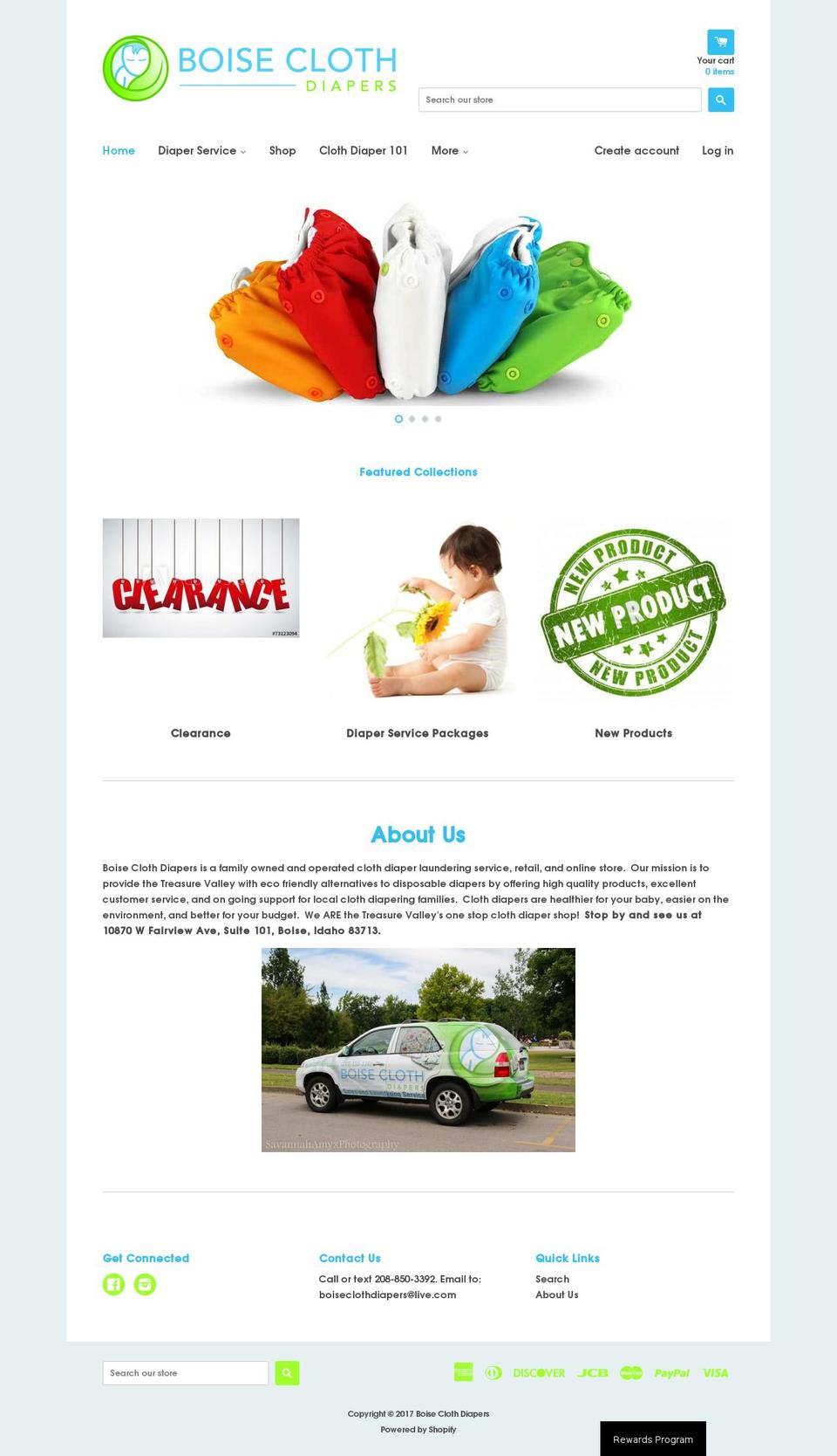 boiseclothdiapers.com shopify website screenshot