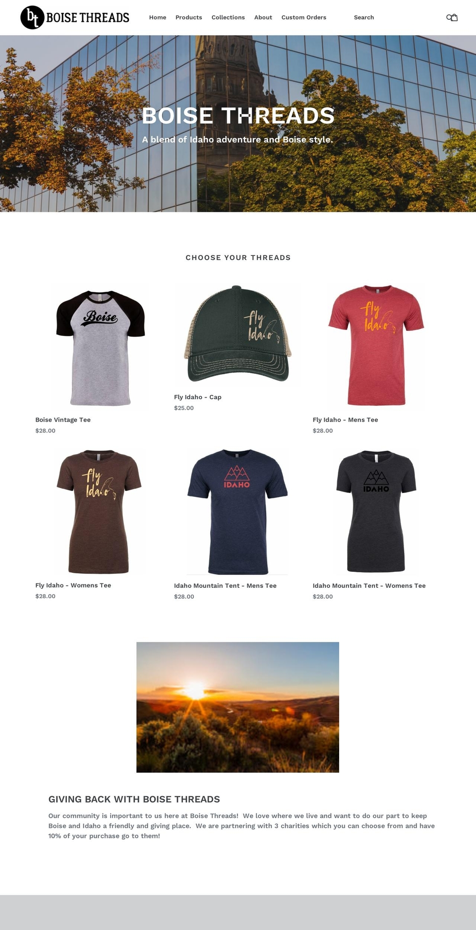 boisethreads.com — Shopify storefront screenshot