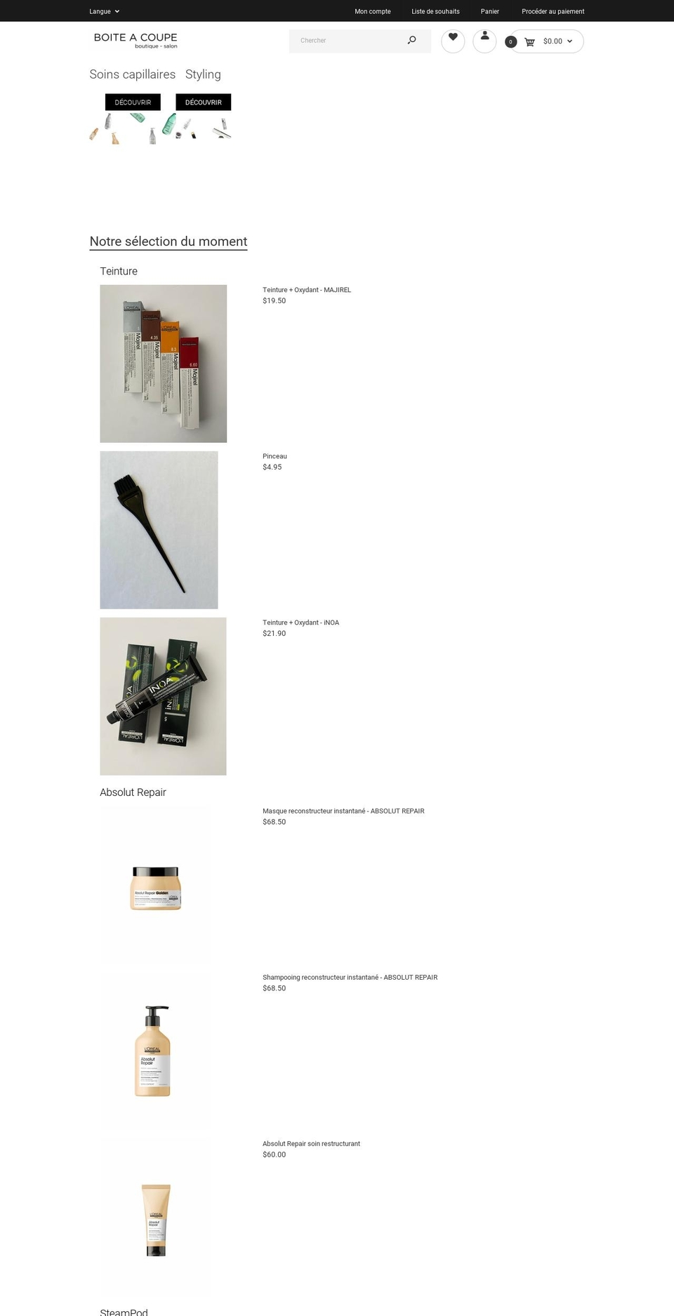 boiteacoupeinternationale.com shopify website screenshot