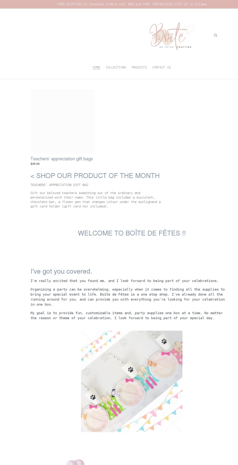 boitedefetes.com shopify website screenshot