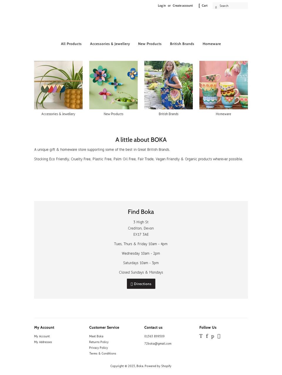 bokaonline.co.uk shopify website screenshot