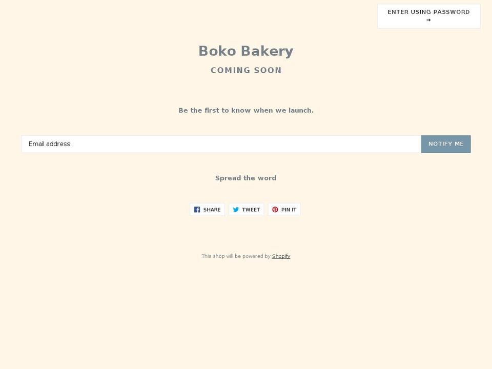 bokobakery.com shopify website screenshot
