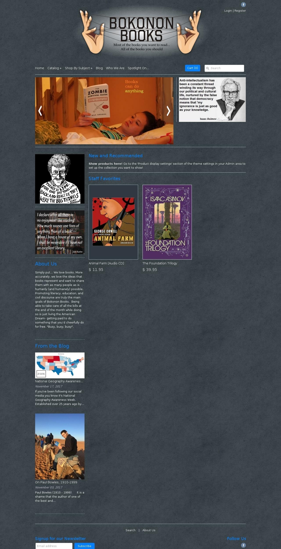 bokononbooks.com — Shopify storefront screenshot