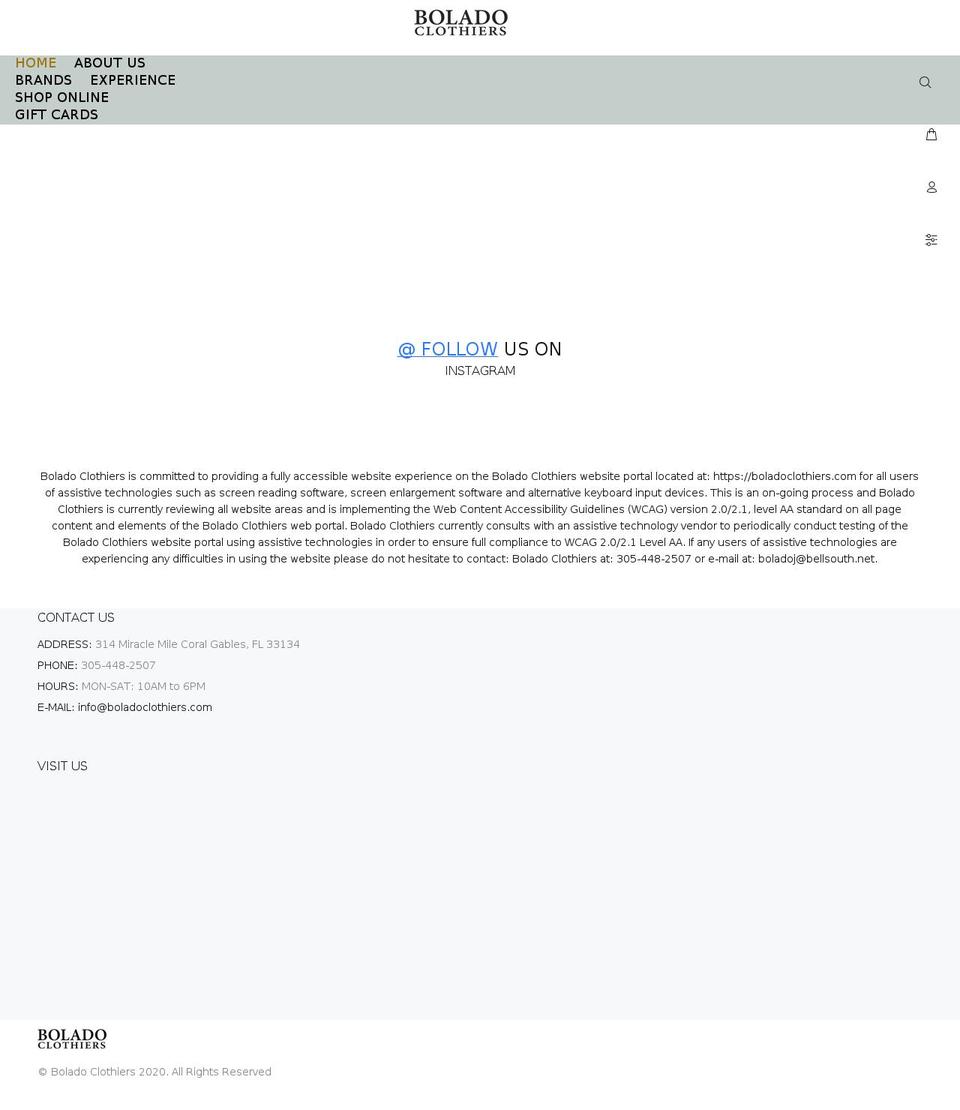 boladoclothiers.com shopify website screenshot
