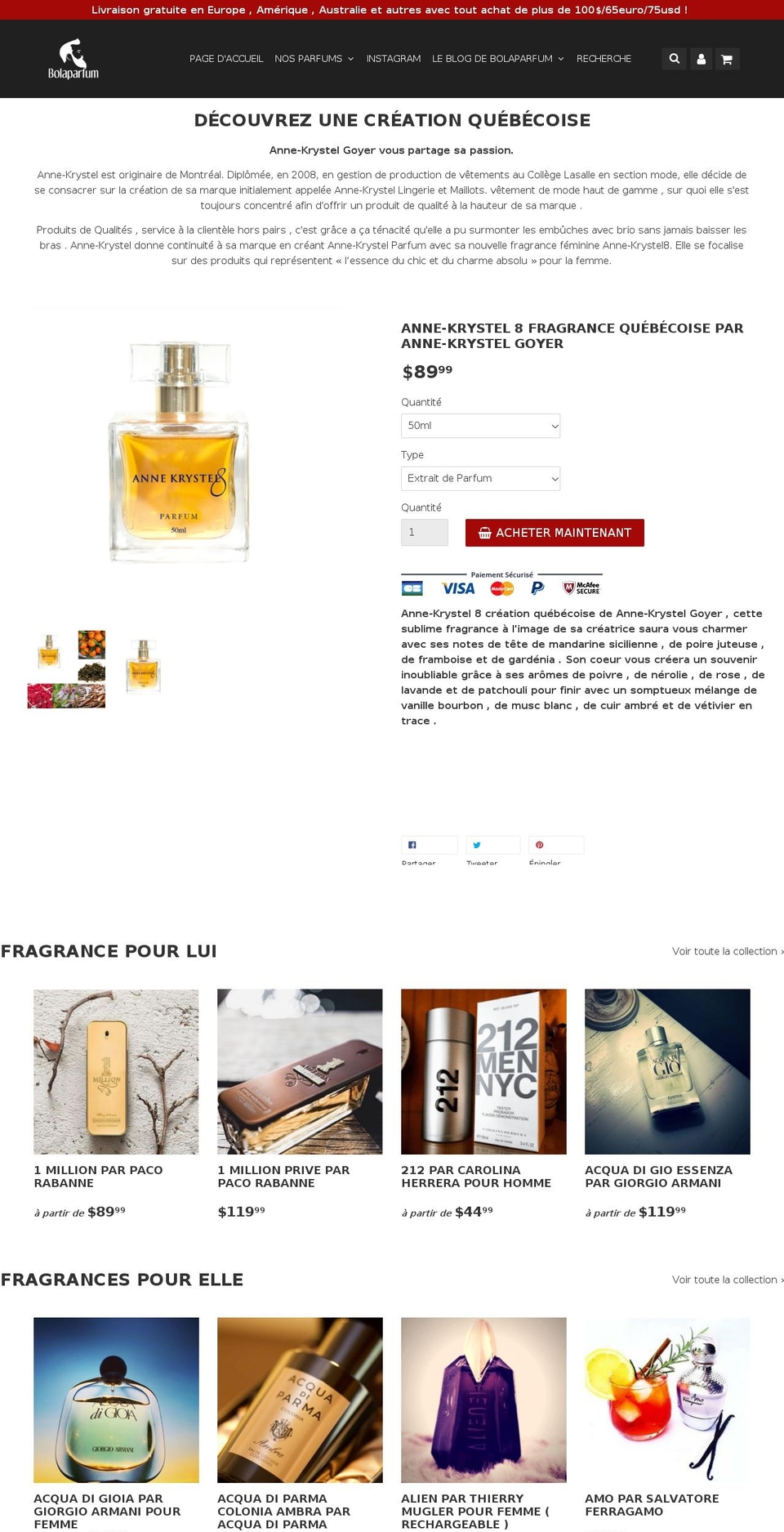 bolaparfum.com — Shopify storefront screenshot
