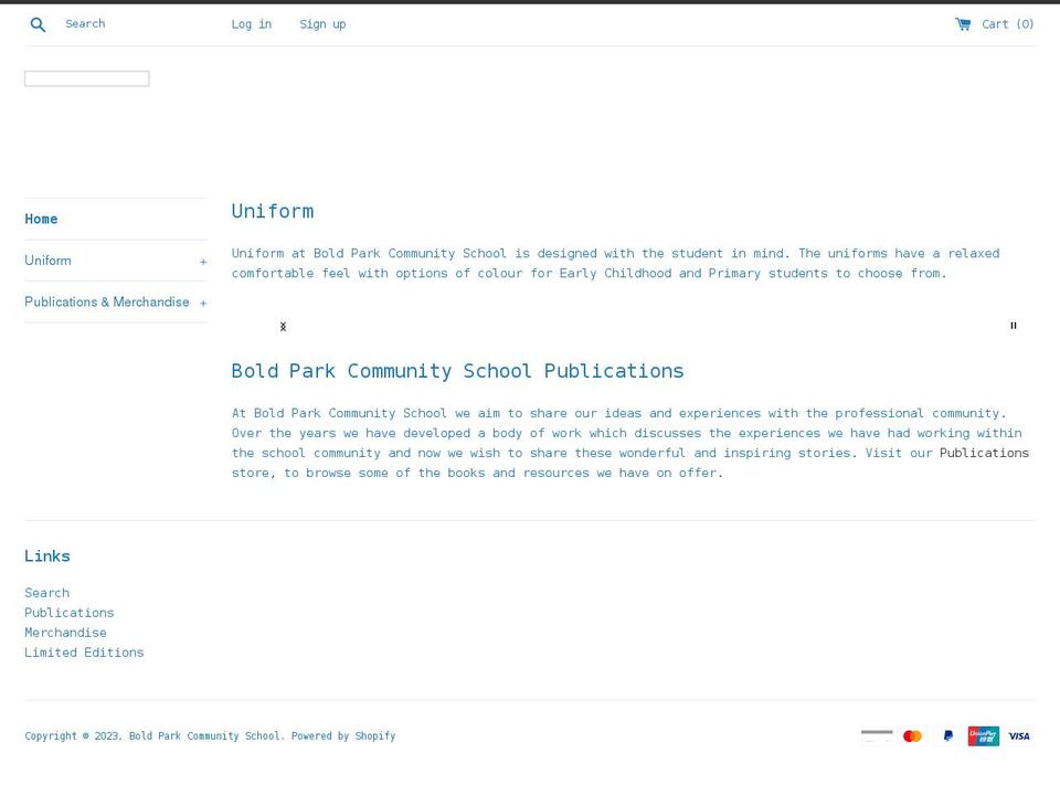 bold-park-community-school.myshopify.com shopify website screenshot