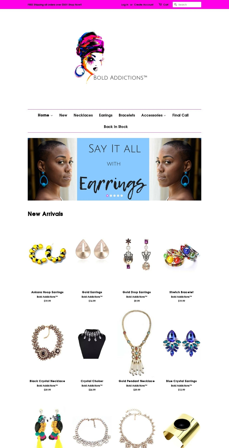 boldaddictions.com — Shopify storefront screenshot
