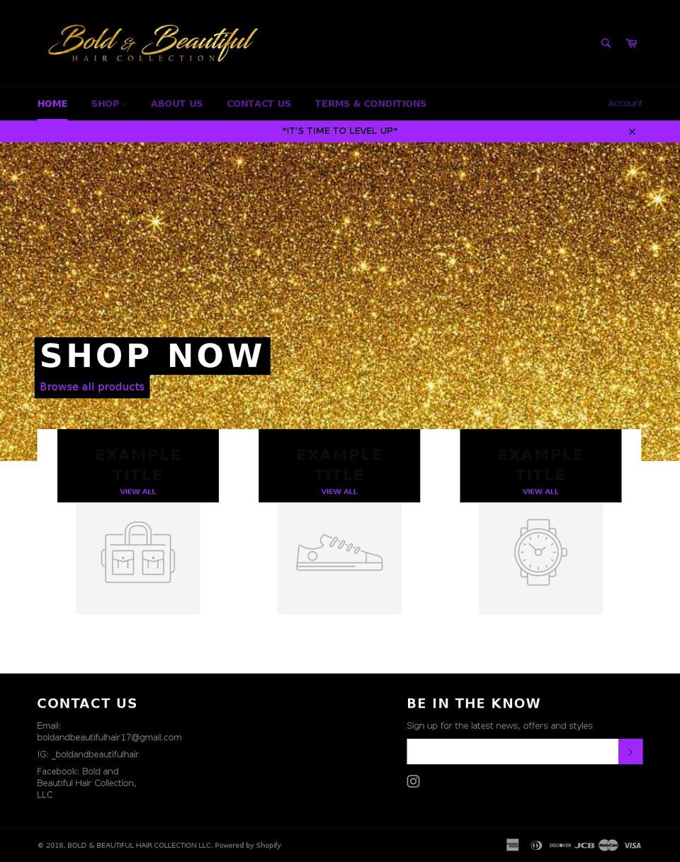 boldandbeautifulhair.com — Shopify storefront screenshot