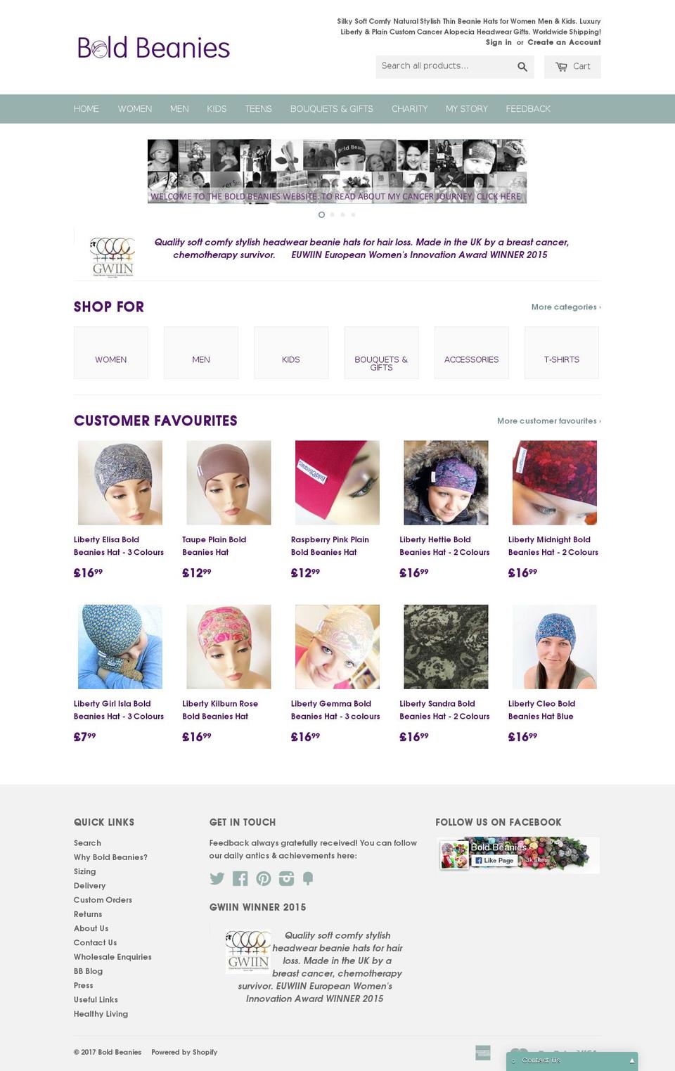 boldbeanies.co.uk shopify website screenshot