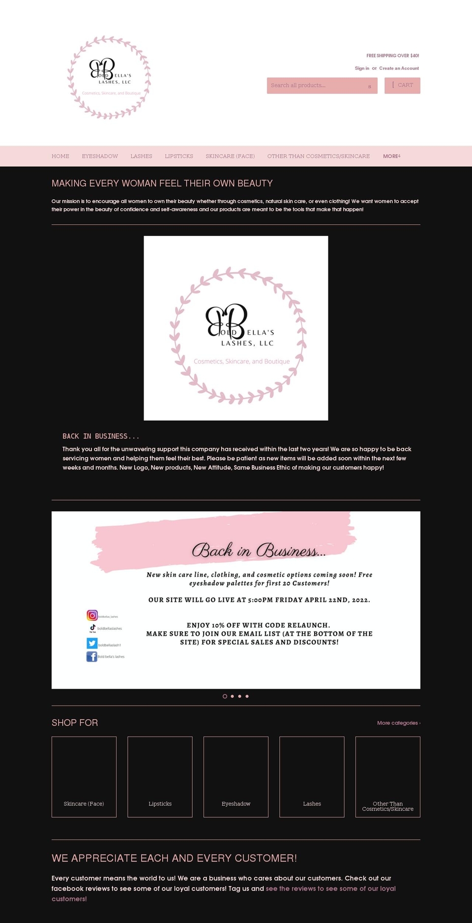 boldbellaslashes.com shopify website screenshot