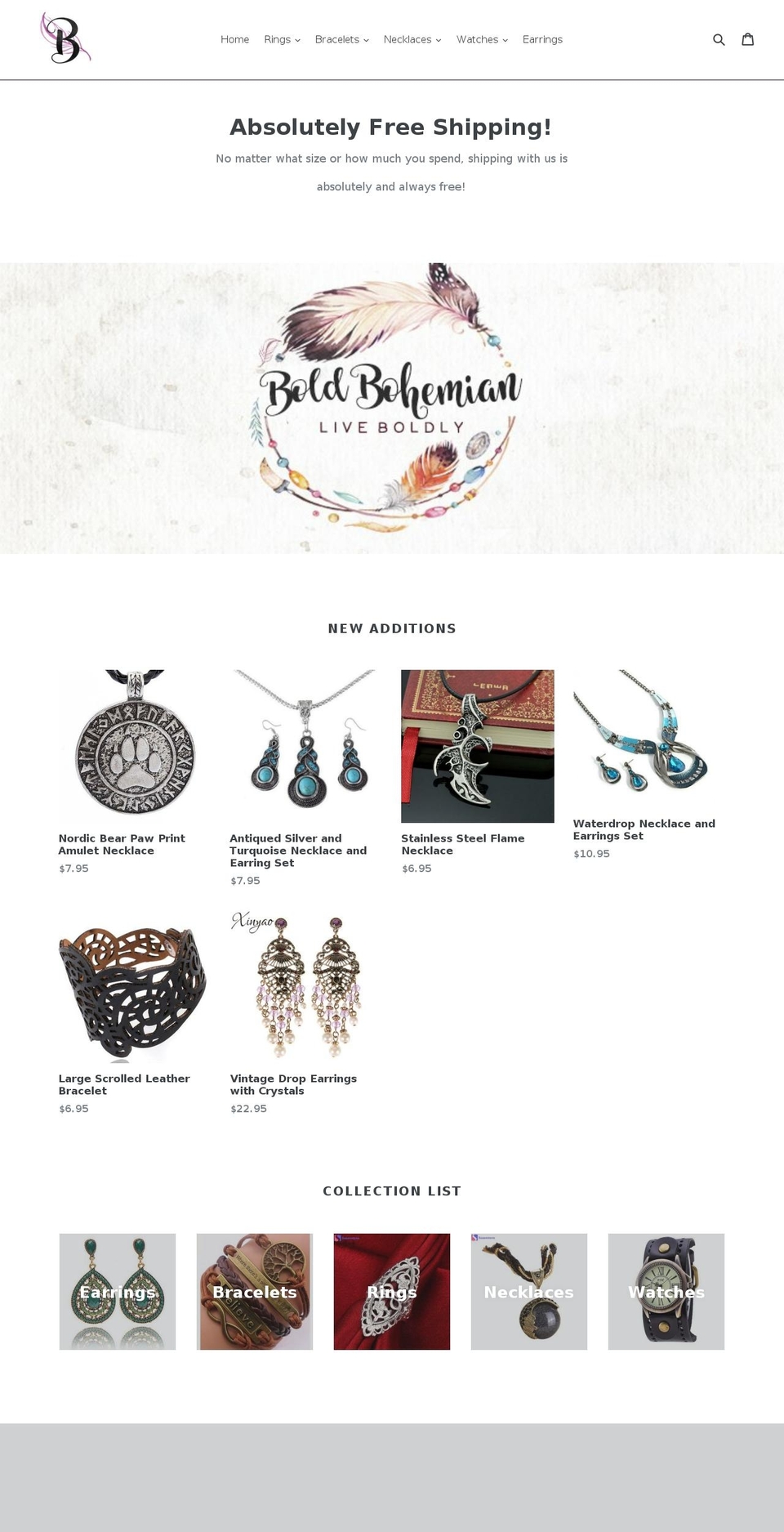 boldbohemian.com — Shopify storefront screenshot