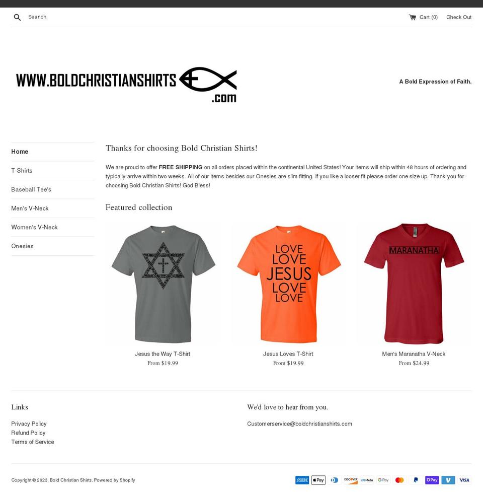 boldchristianshirts.com shopify website screenshot