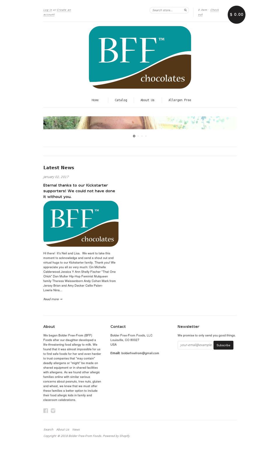 bolderfreefrom.com — Shopify storefront screenshot
