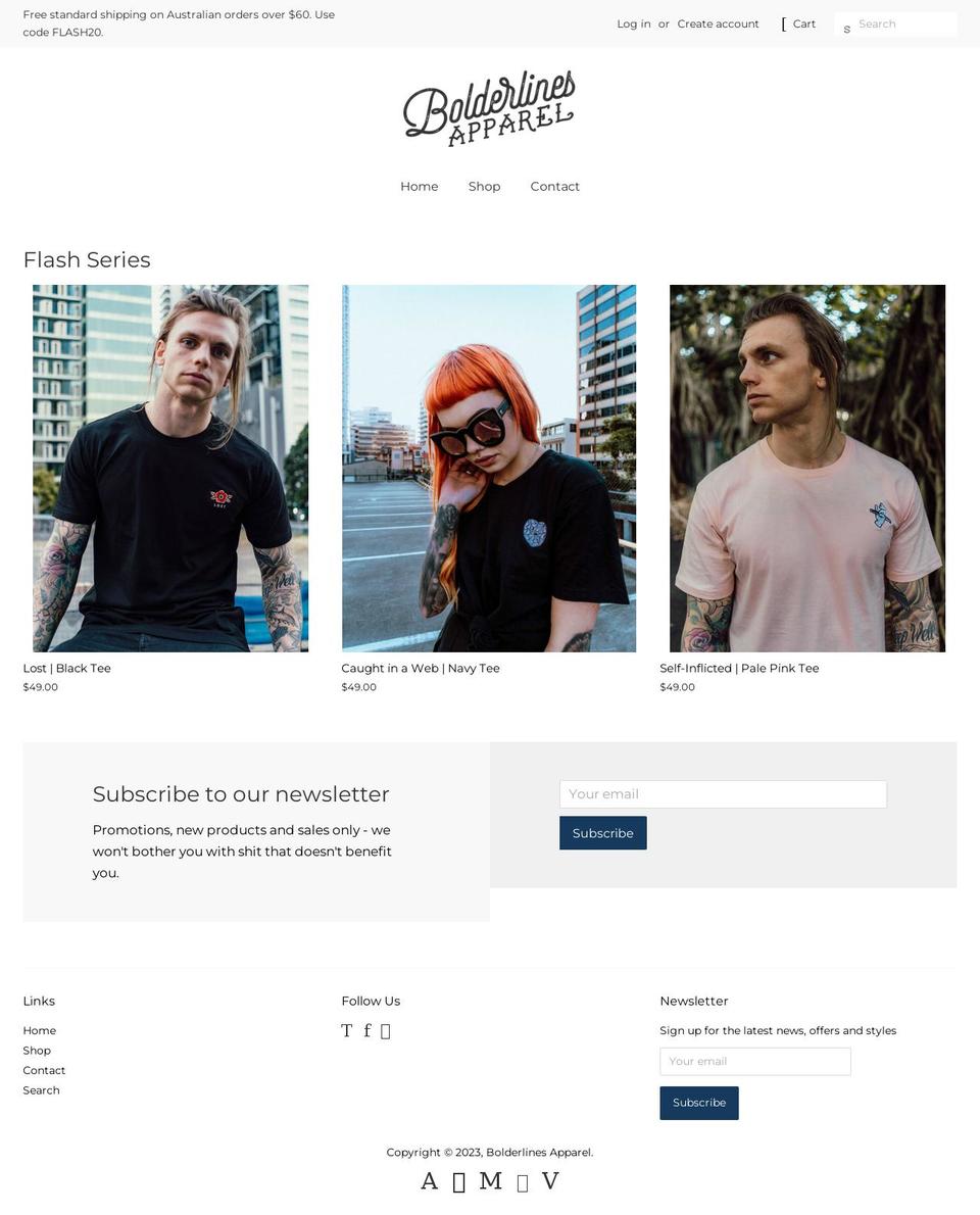 bolderlinesapparel.com shopify website screenshot