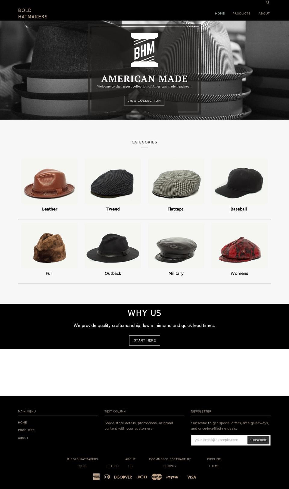 boldhatmakers.com — Shopify storefront screenshot