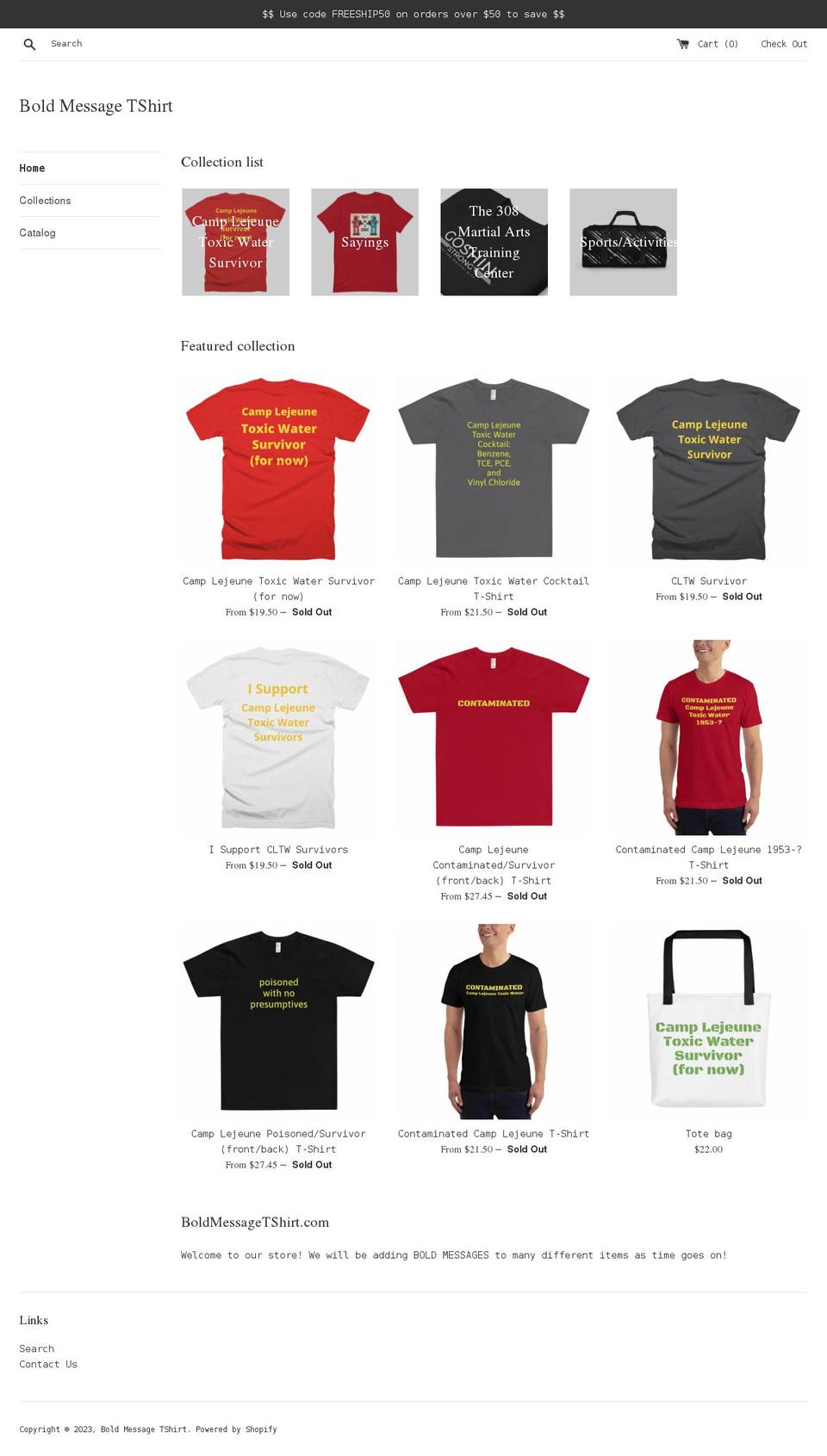 boldmessagetshirt.com — Shopify storefront screenshot