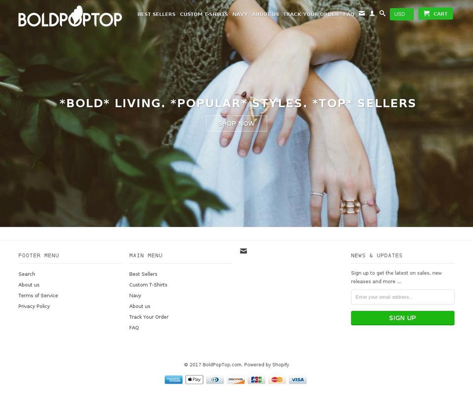 boldpoptop.com shopify website screenshot