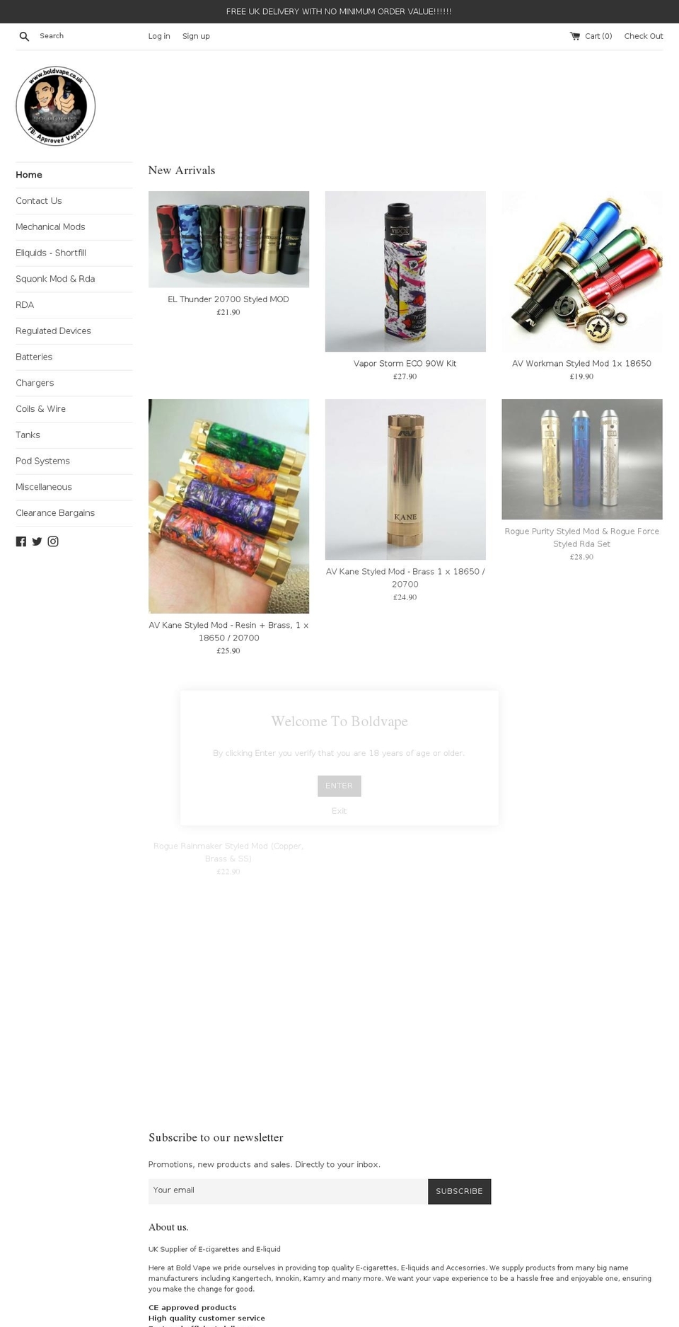 boldvape.co.uk shopify website screenshot