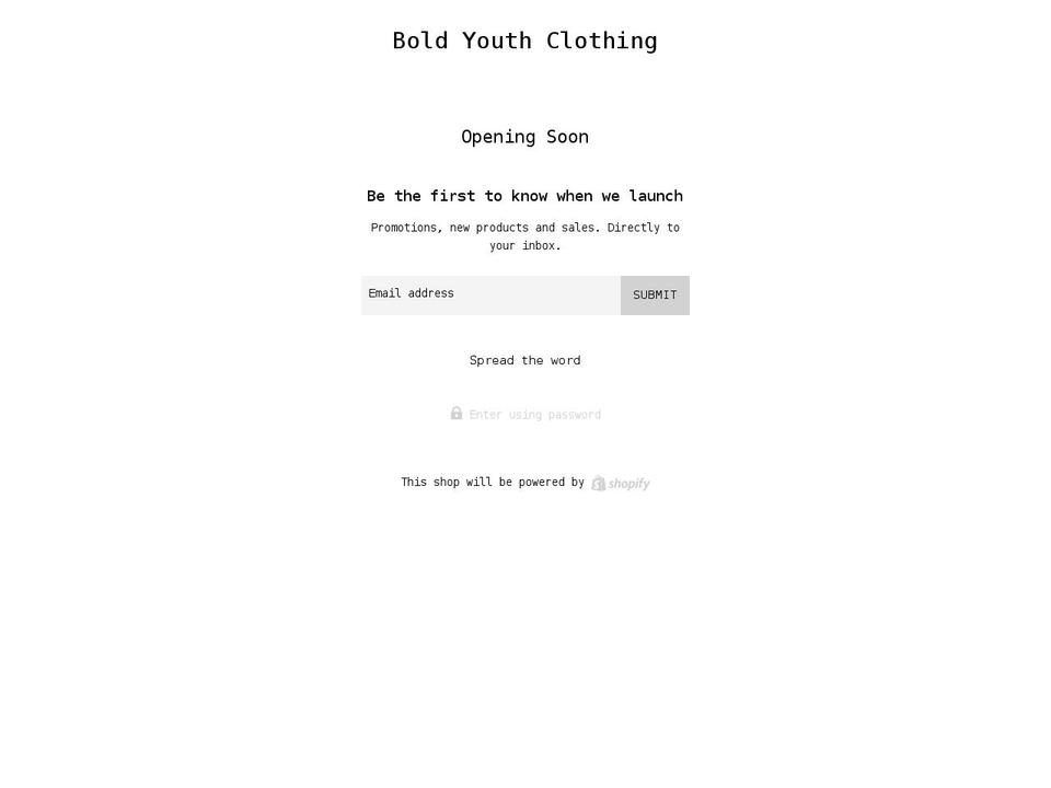 boldyouthclothing.com shopify website screenshot