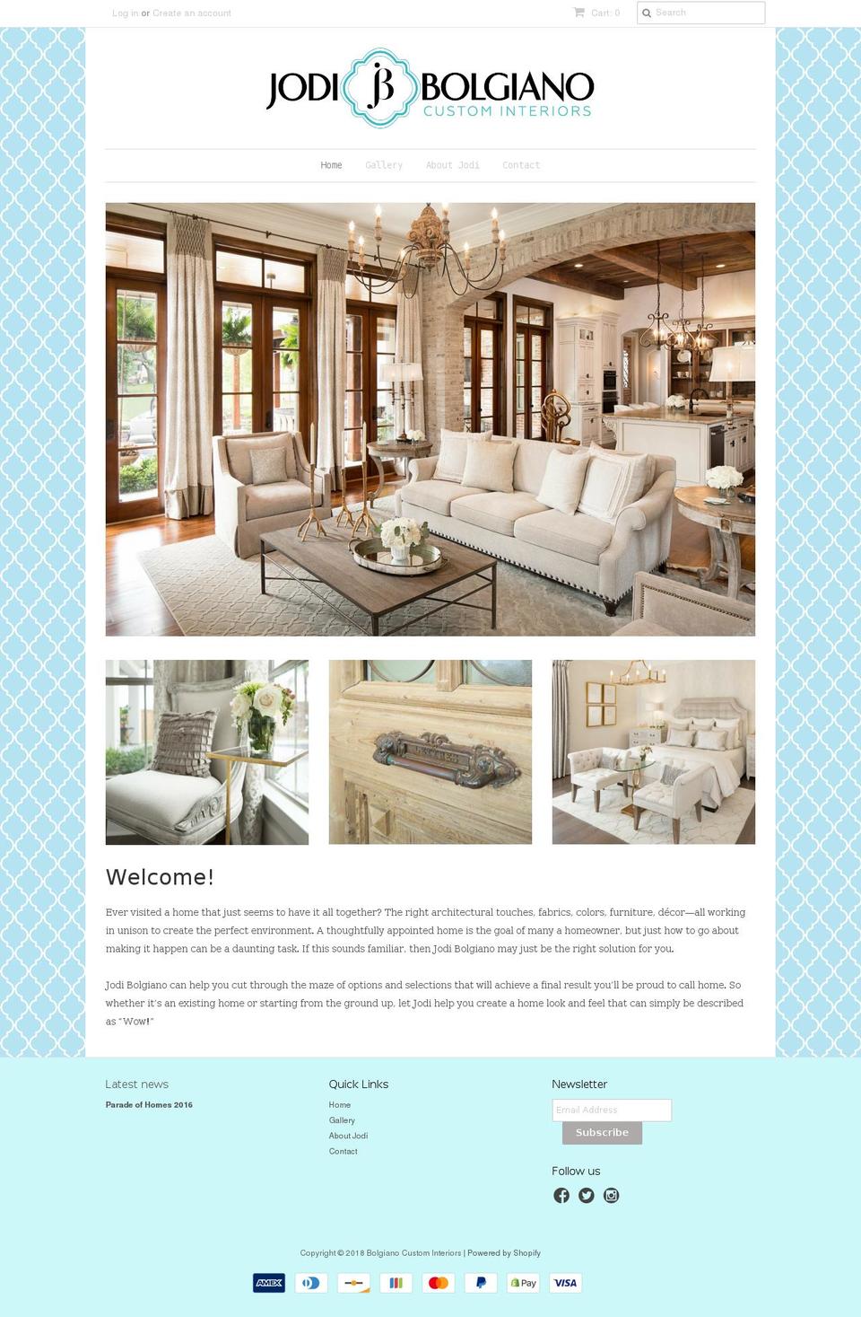 bolgianointeriors.org shopify website screenshot