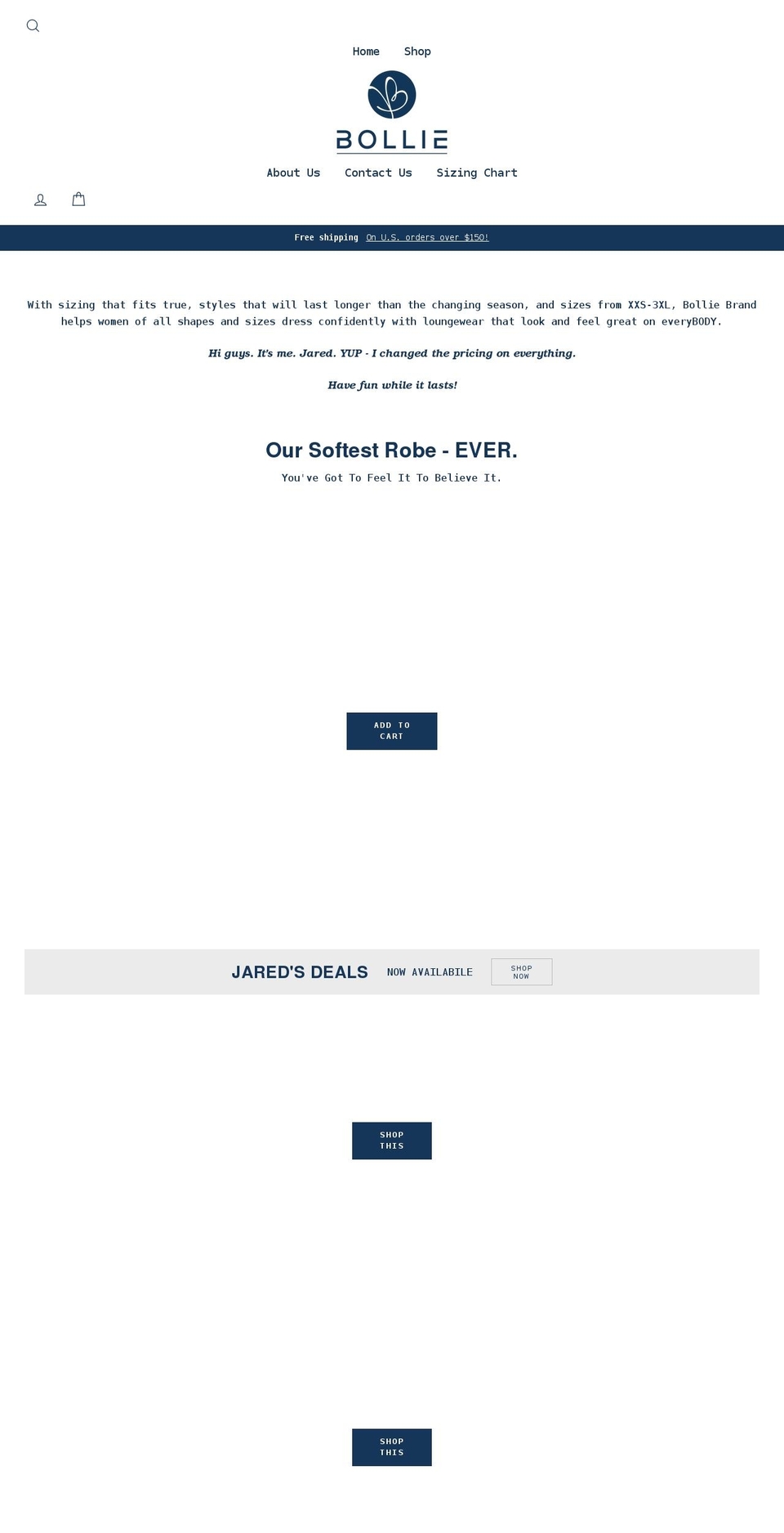 bolliebrand.com — Shopify storefront screenshot