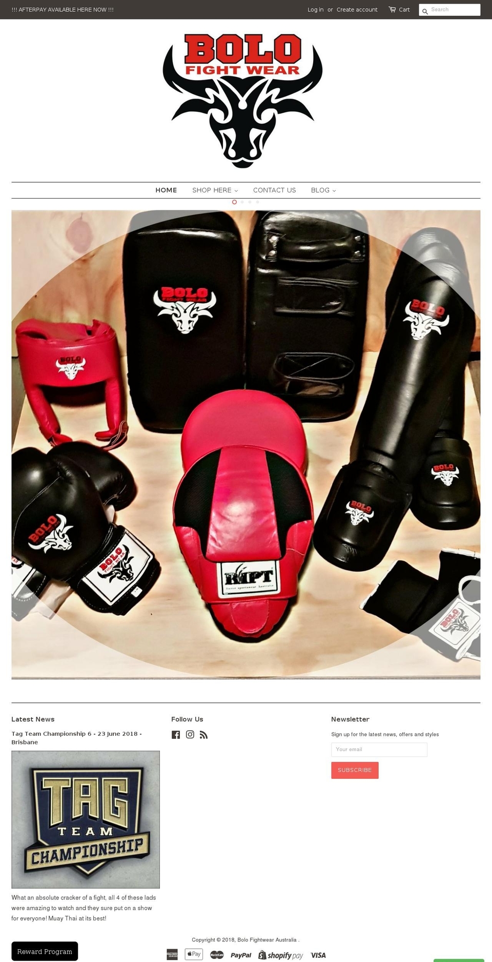 bolofightwearaustralia.com — Shopify storefront screenshot