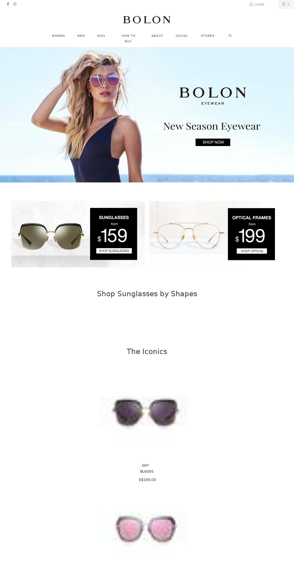 boloneyewear.com shopify website screenshot