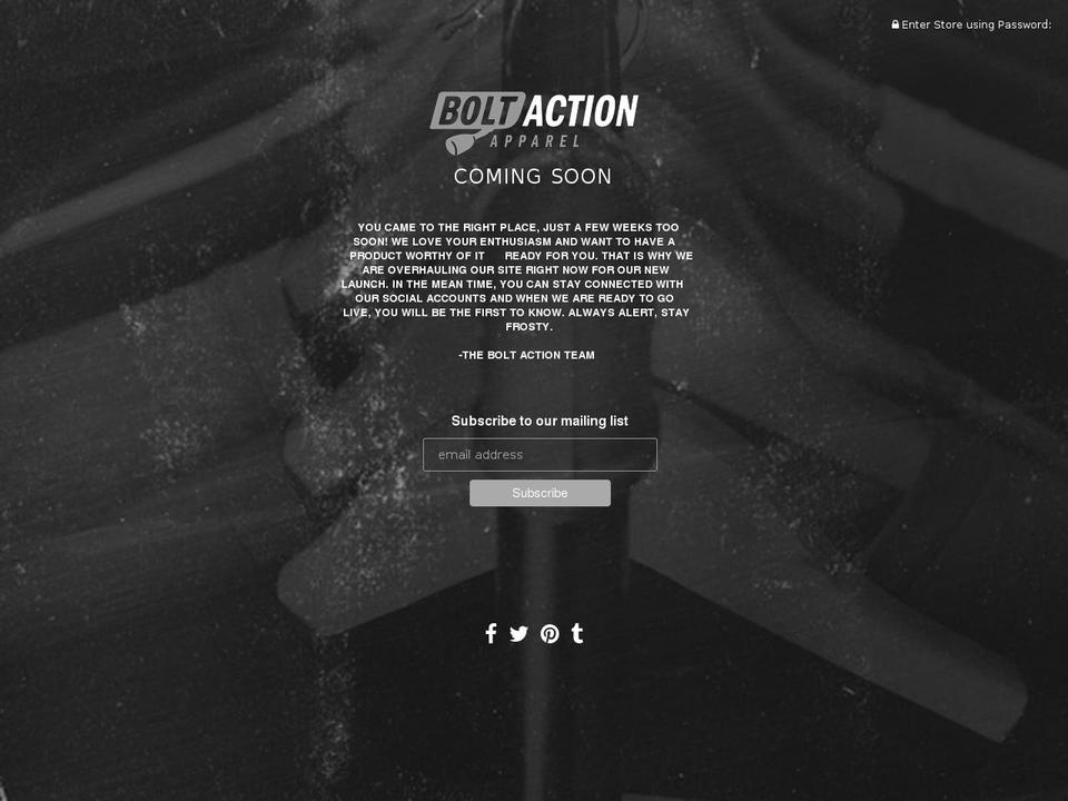 boltactionapparel.com shopify website screenshot