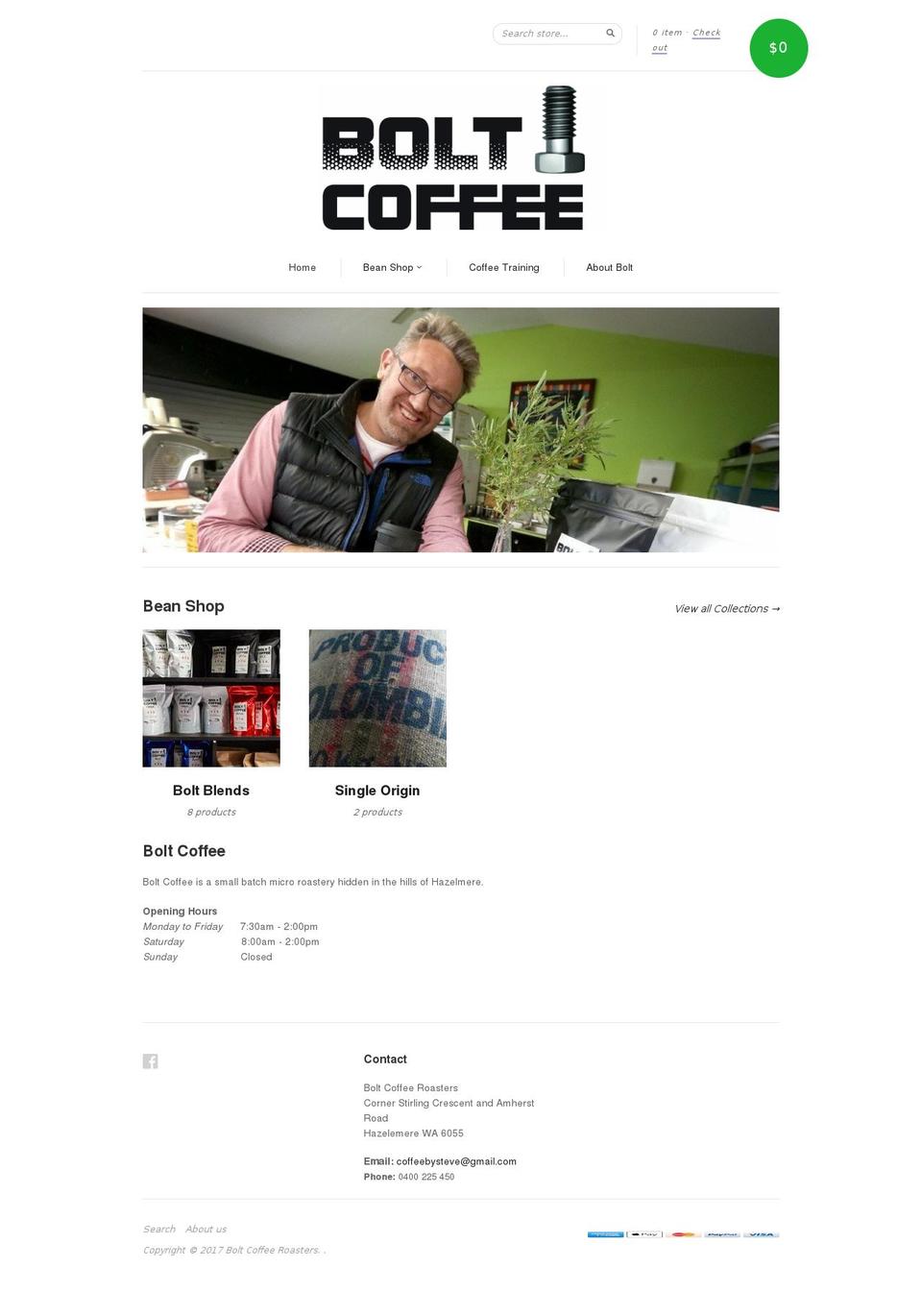 boltcoffee.com.au shopify website screenshot