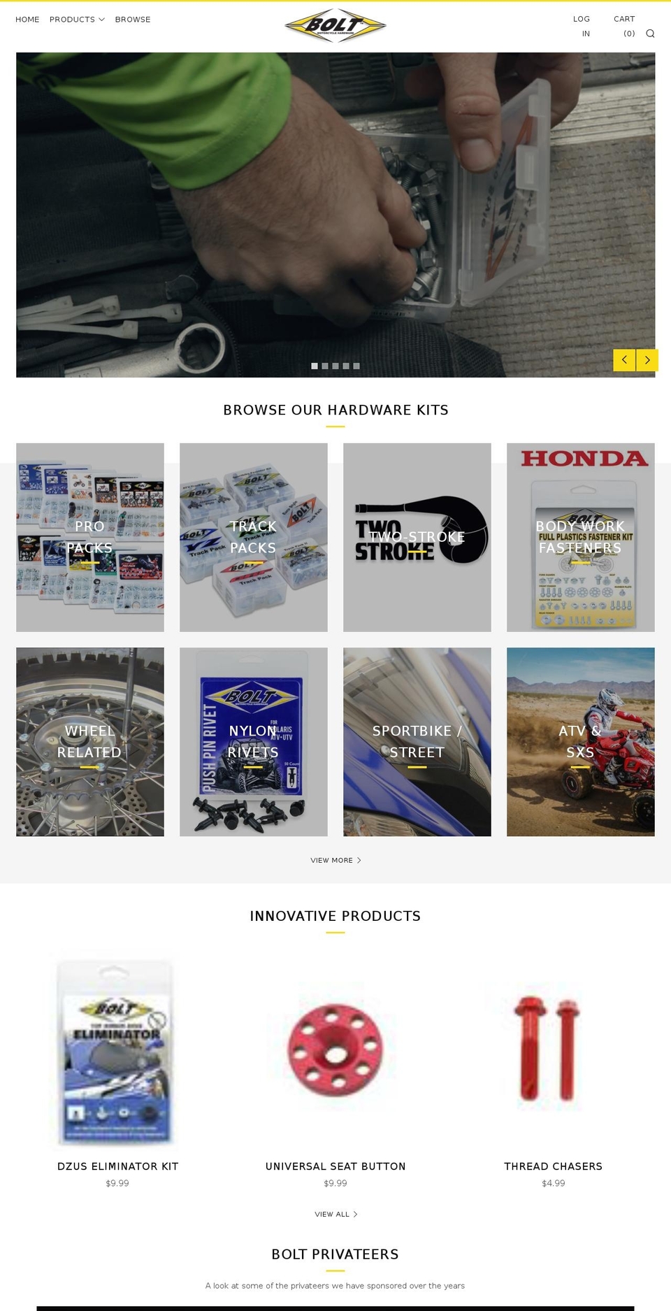 boltmotorcyclehardware.com shopify website screenshot