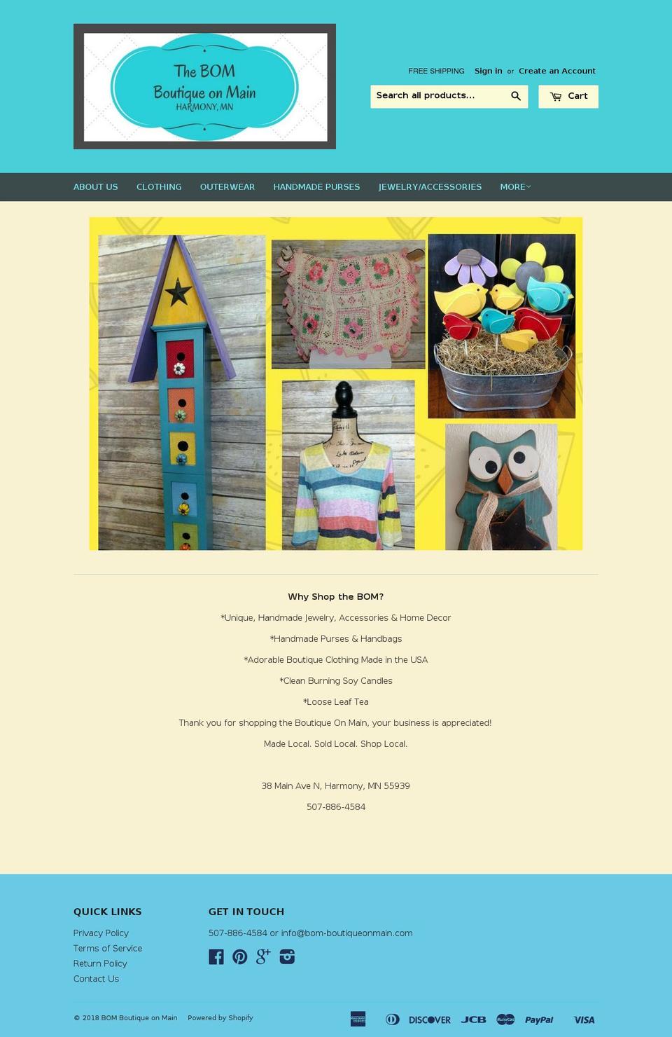 bom-boutiqueonmain.com — Shopify storefront screenshot