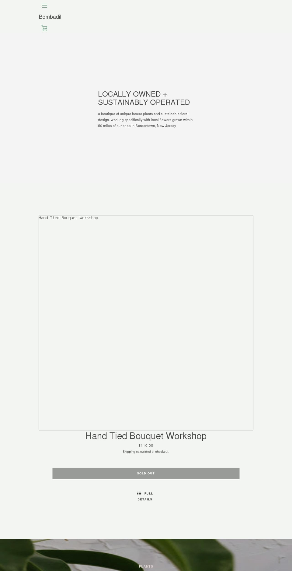 bombadilplantshop.com shopify website screenshot