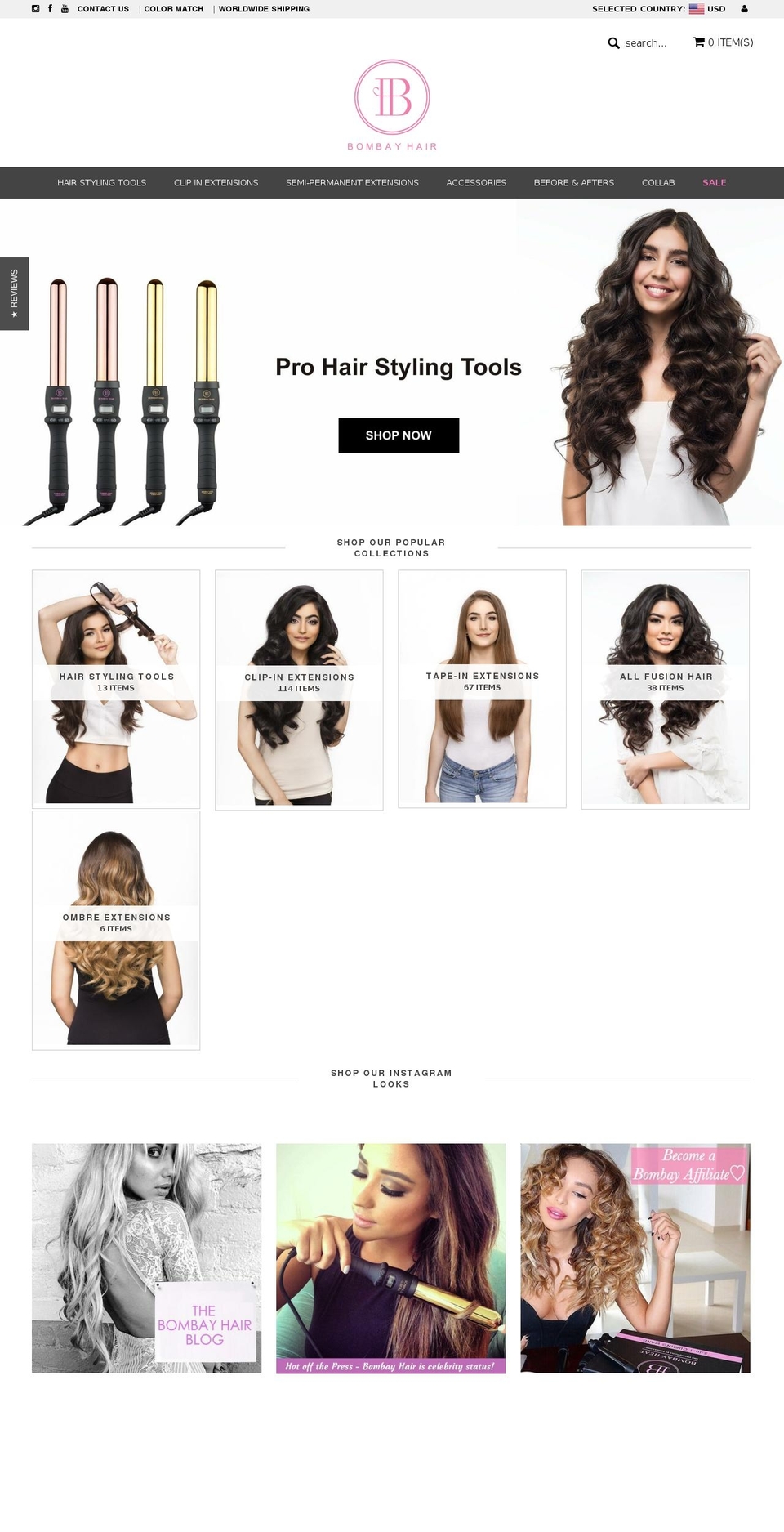 BOMBAY NEW THEME Shopify theme site example bombay-hair.com