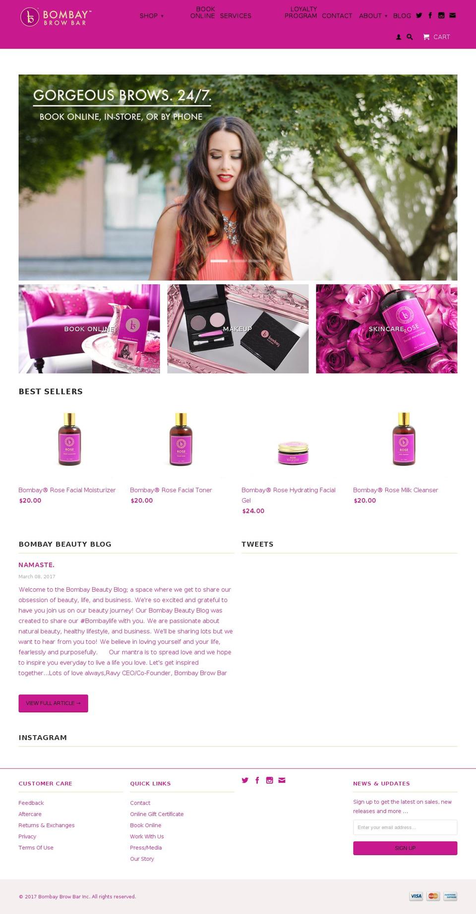 bombaybrowbar.com shopify website screenshot