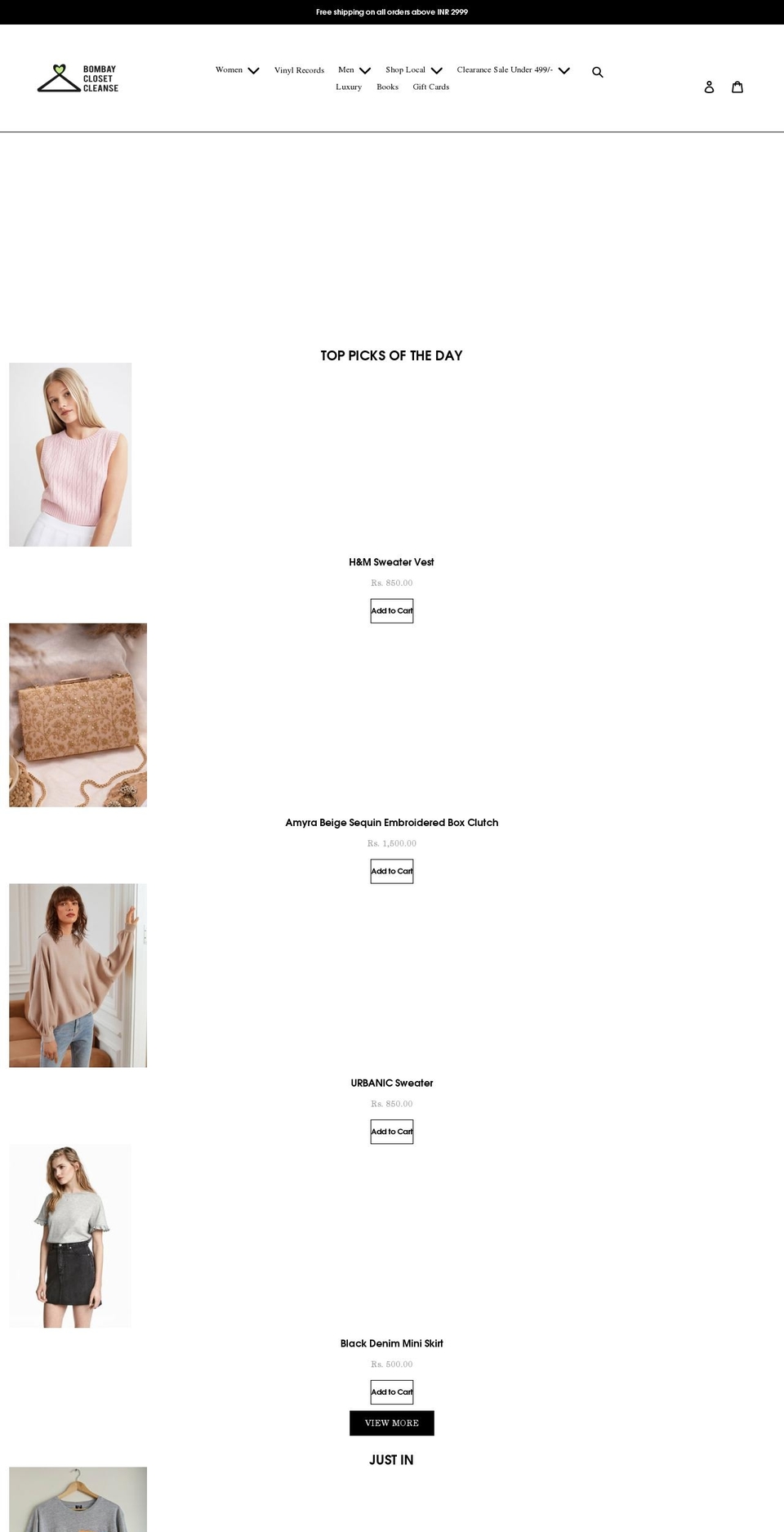 bombayclosetcleanse.in shopify website screenshot