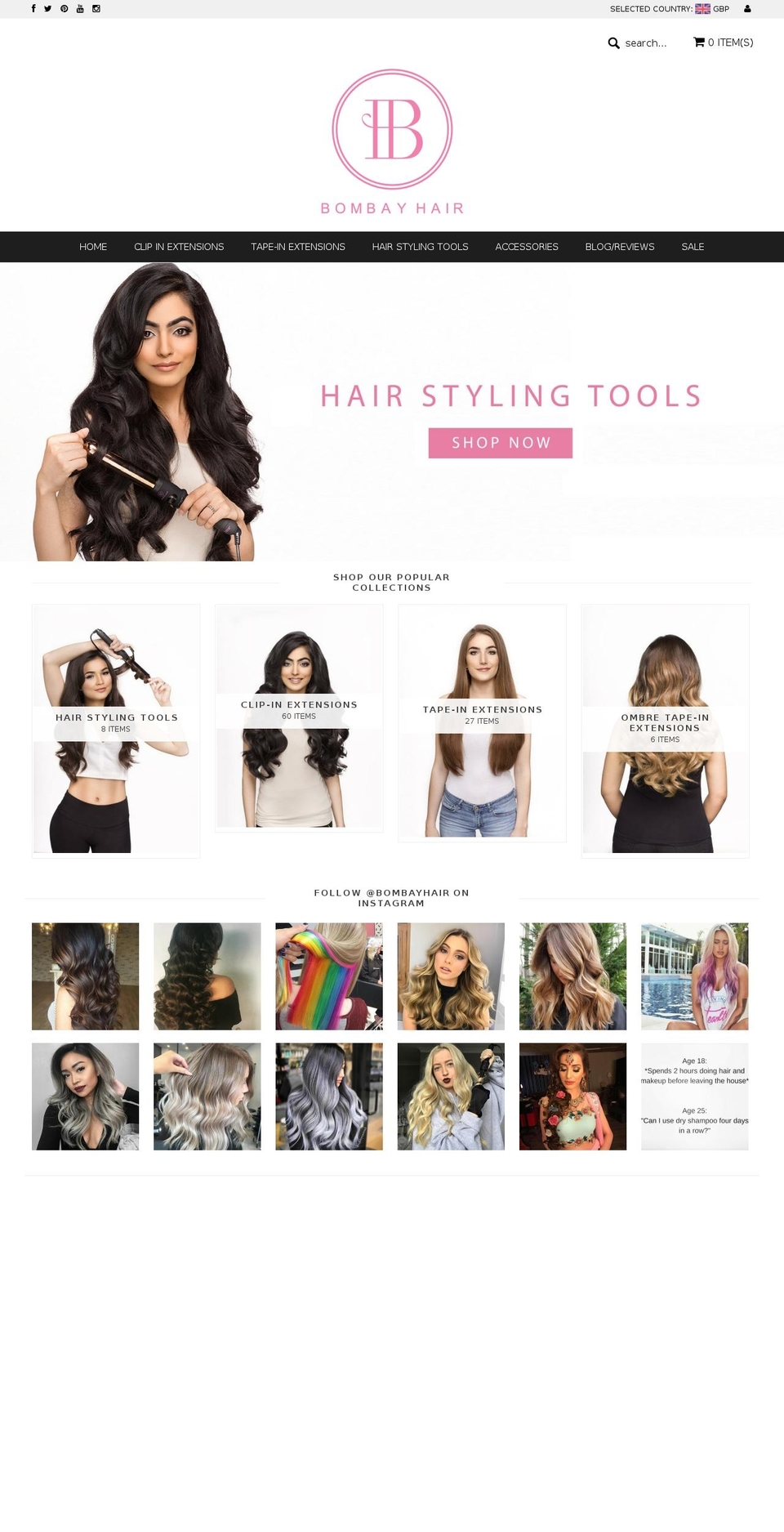 bombayhair.co.uk shopify website screenshot